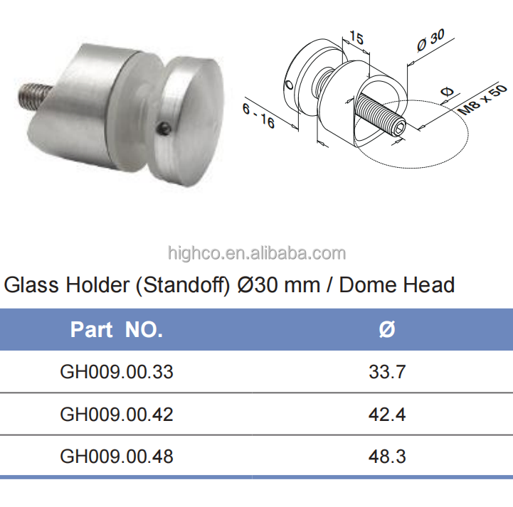 Stainless Steel Frameless Glass Railing System Glass Holder Standoff