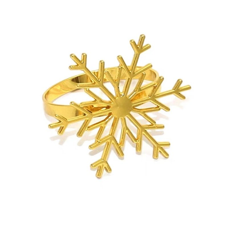 Christmas Snowflake Napkin Rings Gold Napkin Buckle Table Decorations for Festival Parties