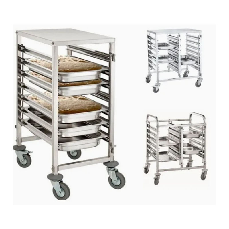 New Commercial Stainless Steel Bread Rack Trolley, Kitchen Food Baking Tray Rack, Food Pan Trolley