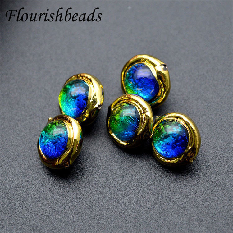 Wholesale 18K Gold Plated Various Colors Round Shape Glass Quartz Loose Beads