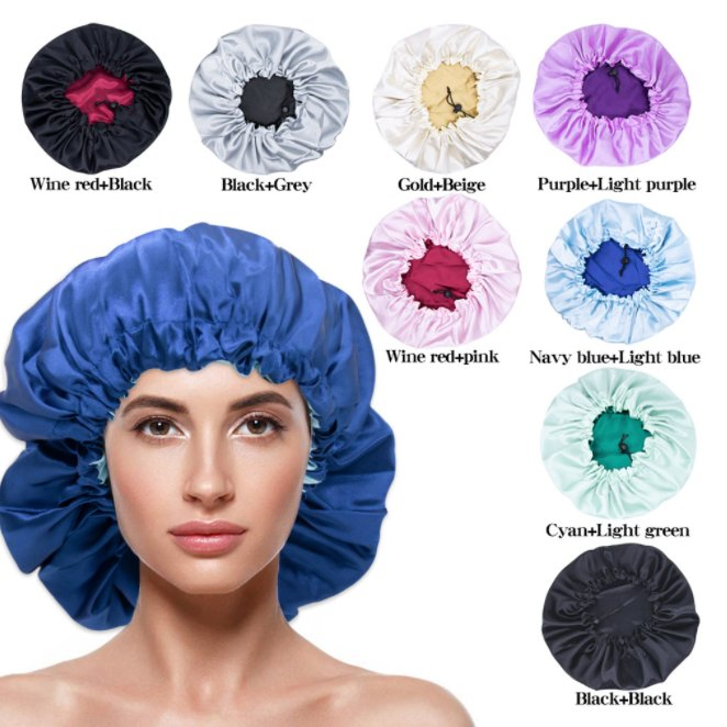 Custom Logo Ladies Elastic Satin Hair Care Shower Cap