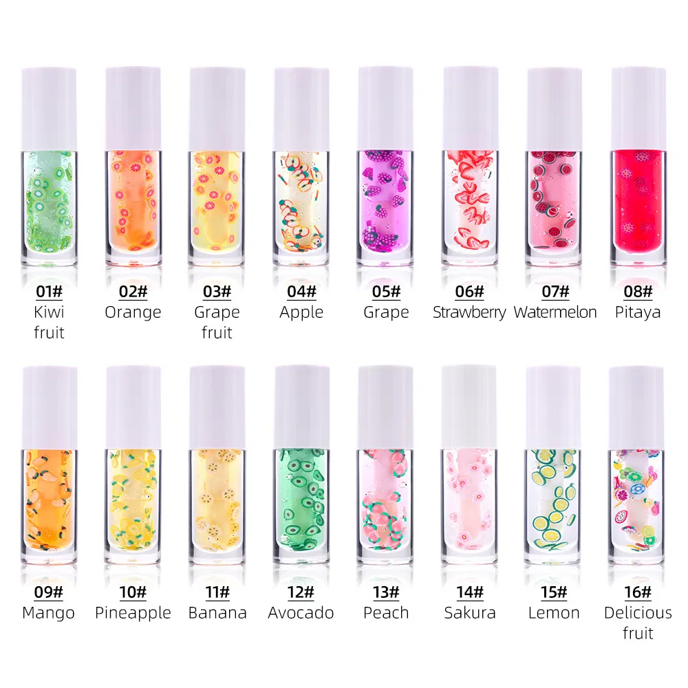 Private Label Wholesale Vegan Crystal Makeup Fruit Flavor Lipgloss Cute Lip Balm Oil
