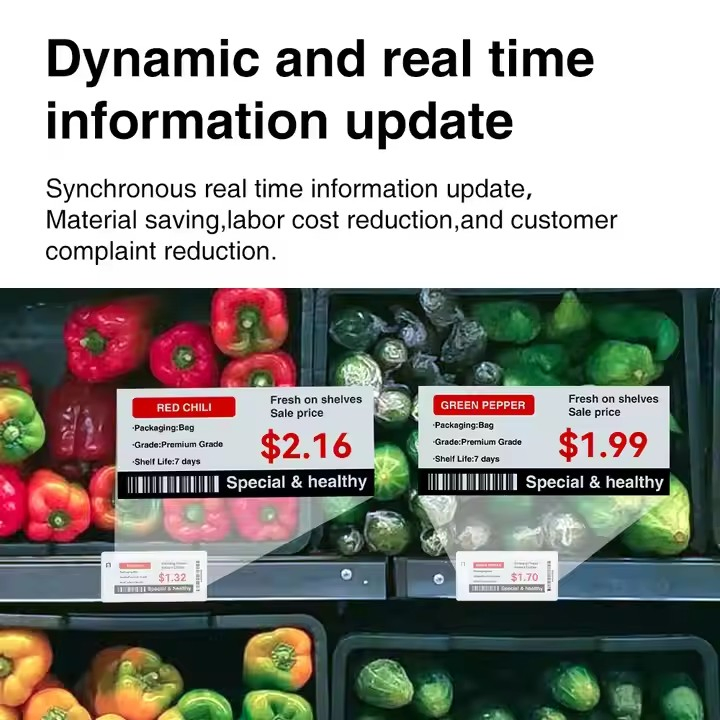 Ultra Thin Supermarket Electronic Price Label Retail ESL Solutions Epaper Wireless Digital Price Tag Instant Alert Critical Timing System