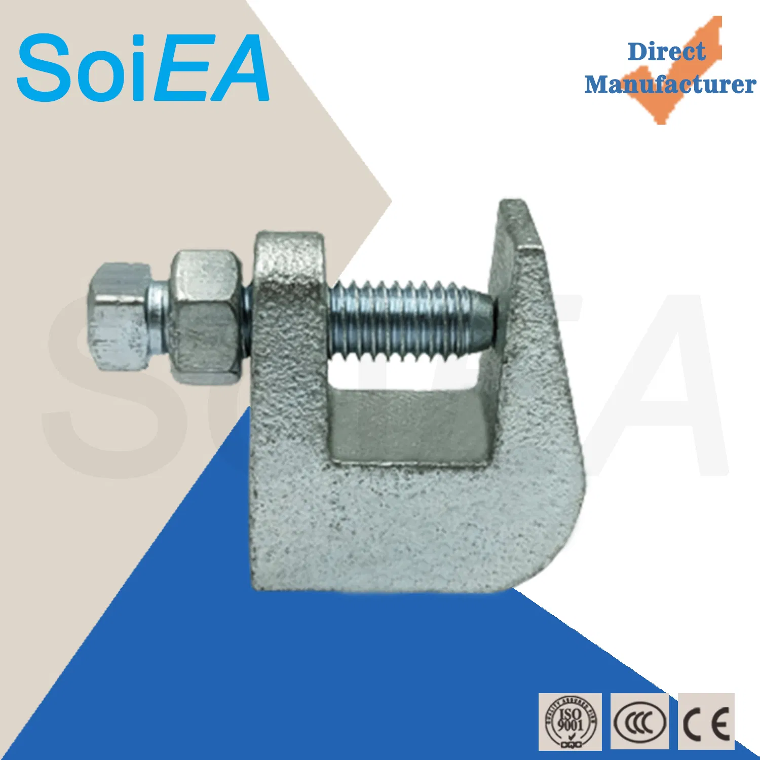M8 Hole Compact Ss Heavy Duty Clamp Angle Adapter Malleable Cast Top Lifting Scaffolding Steel Square Headed Clamp Beams