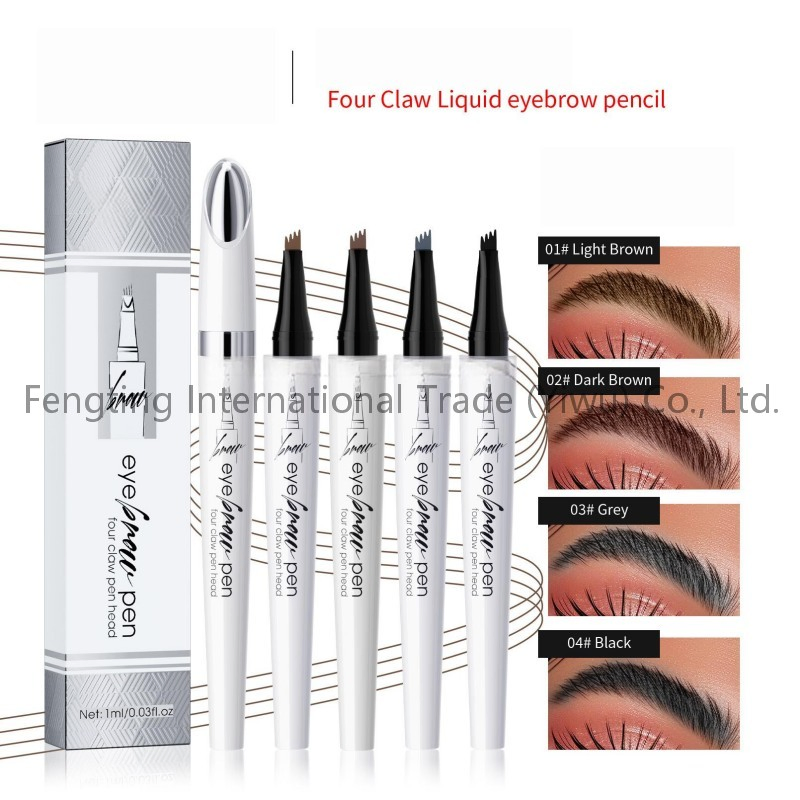4 Fork Tip Private Label Eyebrow Pencils Against Water Black Brown 4-Point Microblading Pen for Eyebrow Tattoo
