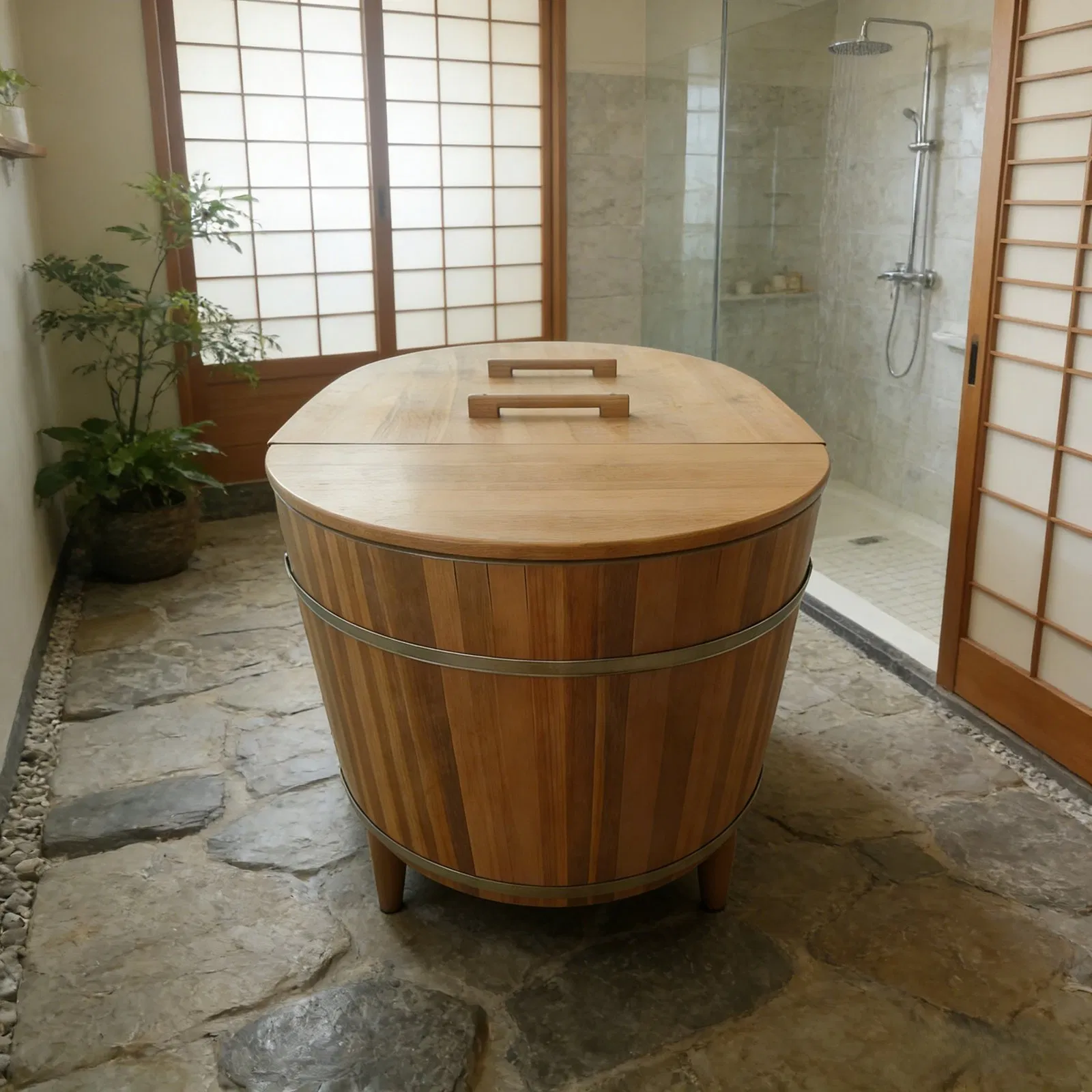 Деревянная ледяная ванна для криотерапии с массажем