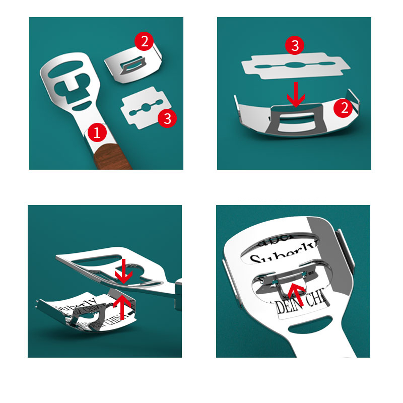 Foot Care Pedicure Tools Kit Callus Shaver Hard Skin Remover Wood Handle