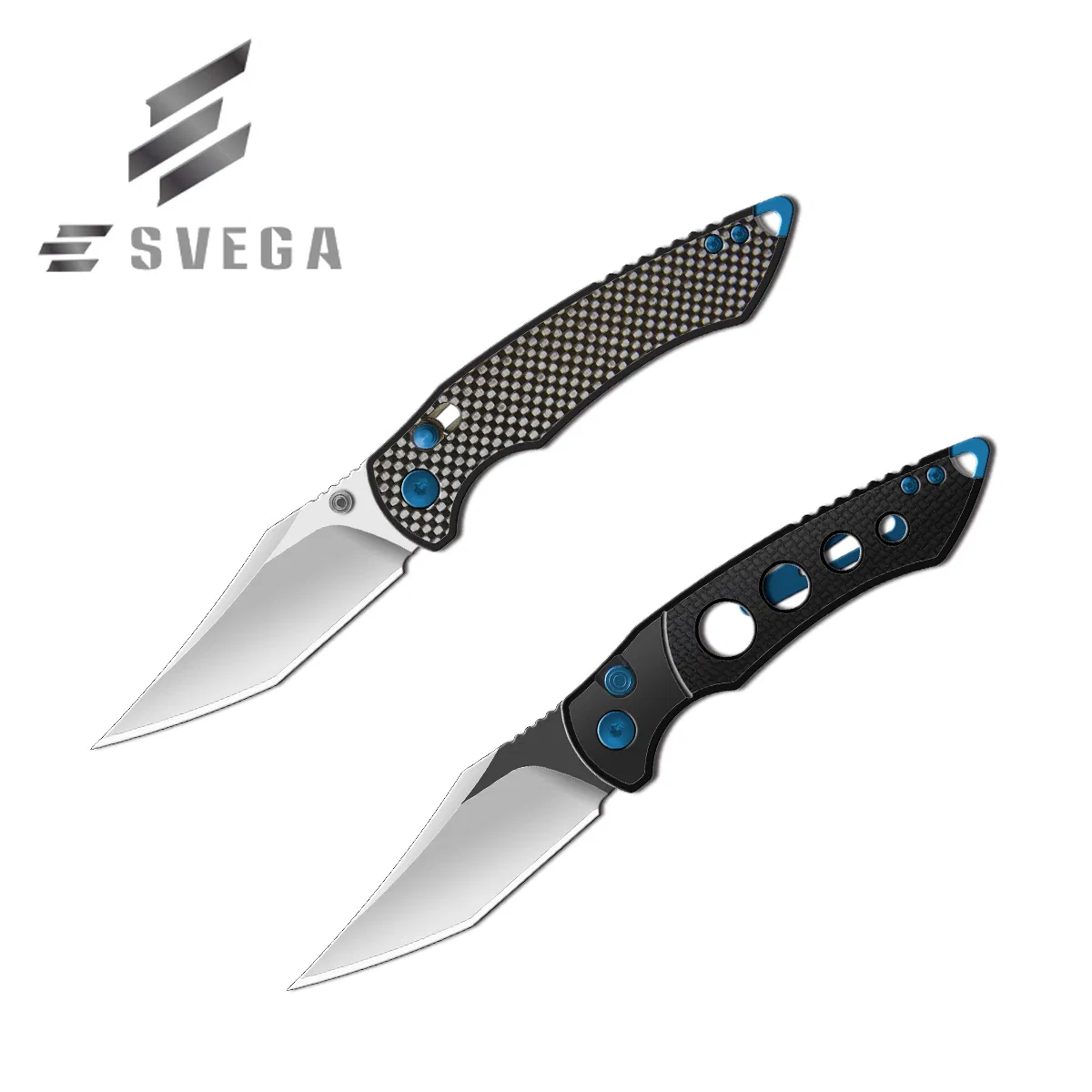 7cr Folding Knife with Belt Cutter Brushed Aluminum Handle