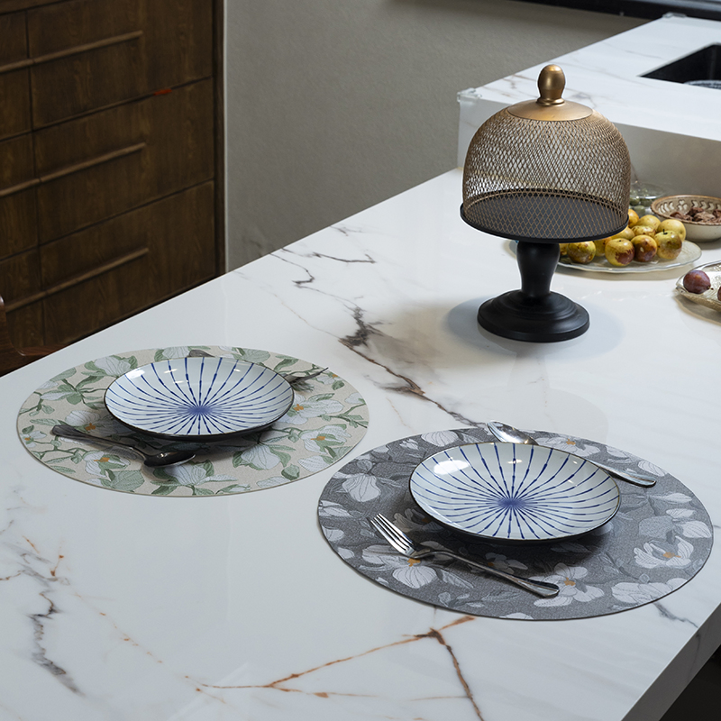 High-Grade Round Leather Table Mat Classic Style PVC Kitchen Wedding Placemat