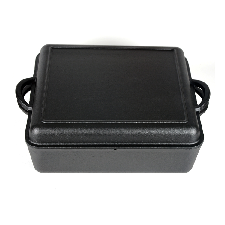 Чугунная квадратная жаровня с крышкой-гриль