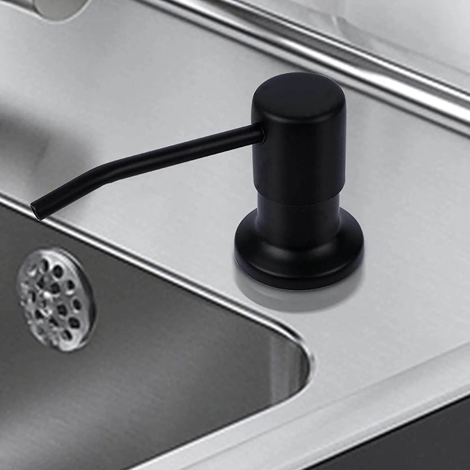 Soap Dispenser for Kitchen Sink Matte Black Lotion Dispenser for Kitchen Sink with 17 Ounce Soap Bottle Refill From The Top