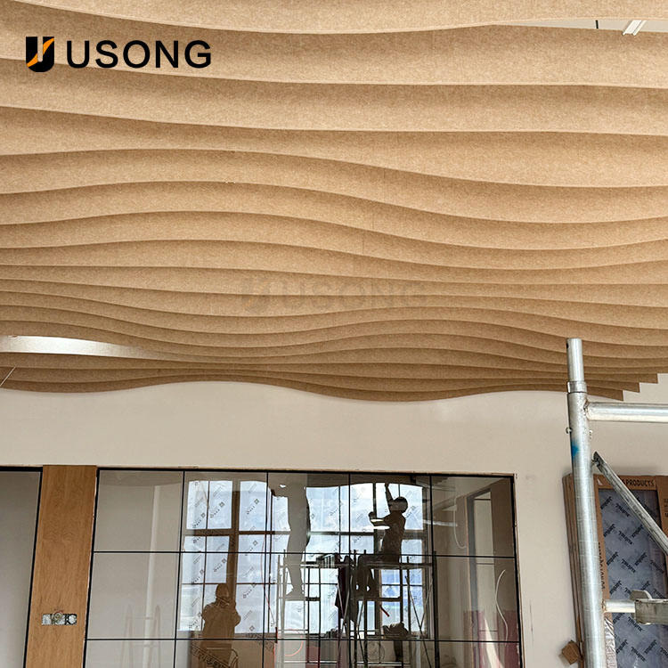 Stylish Wavy Pet Acoustic Ceiling Design - 1200X300mm Fiber Acoustic Panels