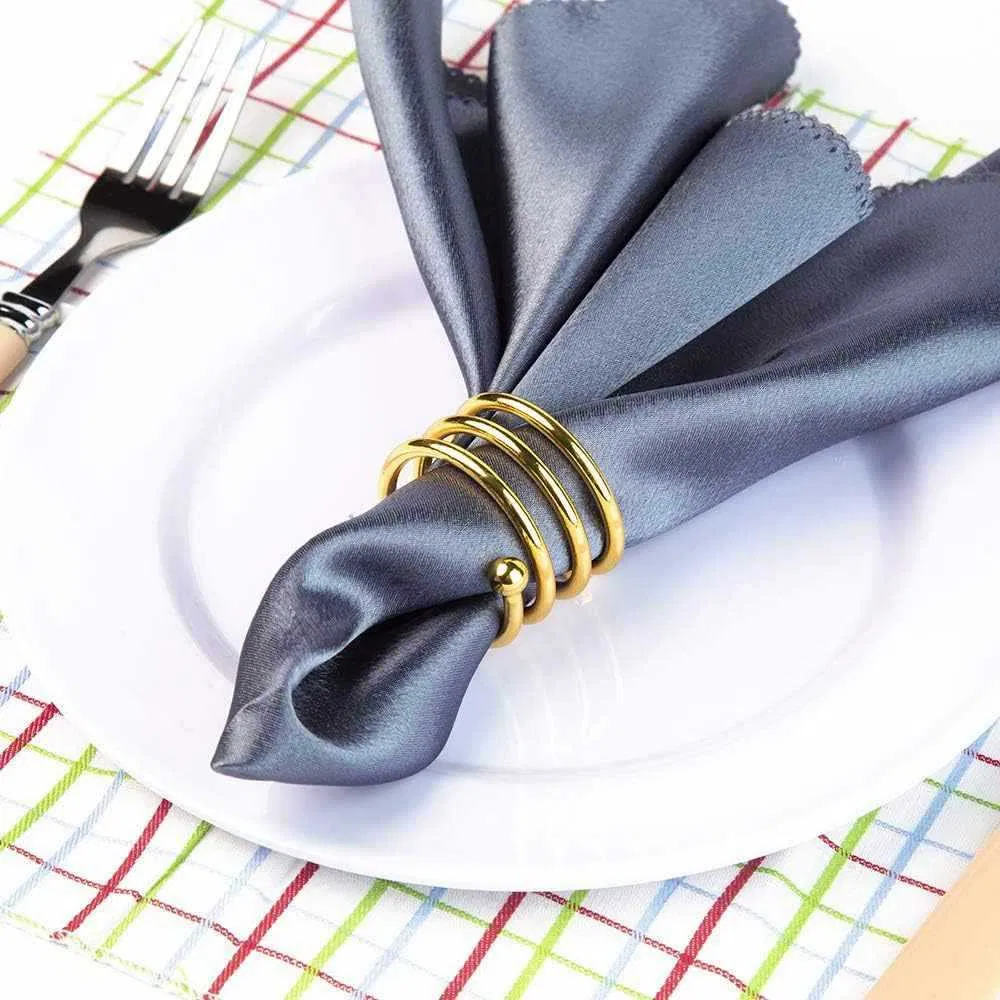 New Products Spring Loaded Double Bead Metal Place Setting Napkin Ring
