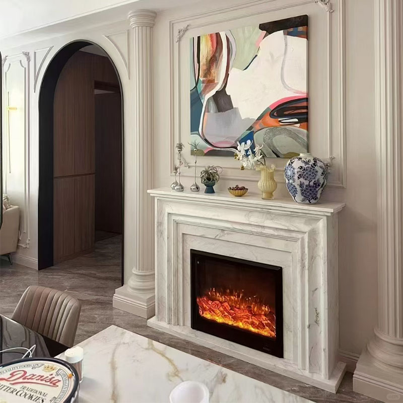 modern Travertine Marble Fireplace Surround