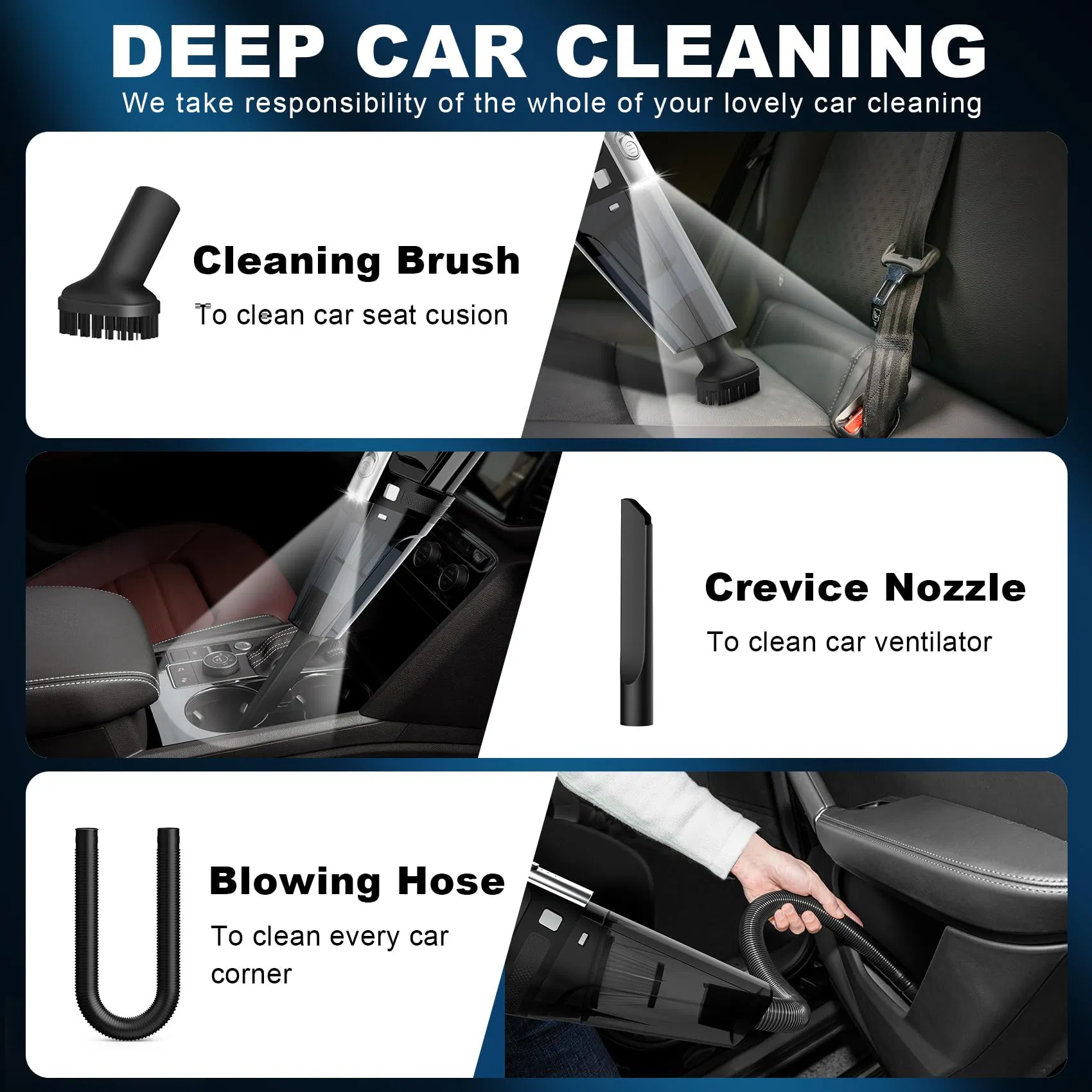 Best Powerful 8000PA Suction 12V High Power Portable Car Vacuum Cleaner