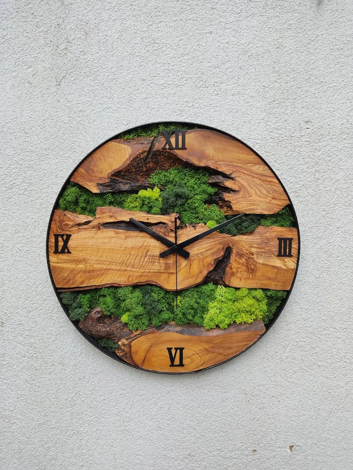 Made to Order Moss Wall Clock Personalized Gift, Wall Art, Custom Made Moss & Wood Wall Clock, Custom Wall Decor