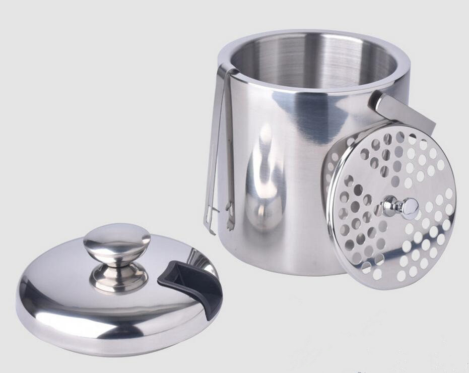 Hotel Stainless Steel Ice Bucket with Ice Tong 1.2L