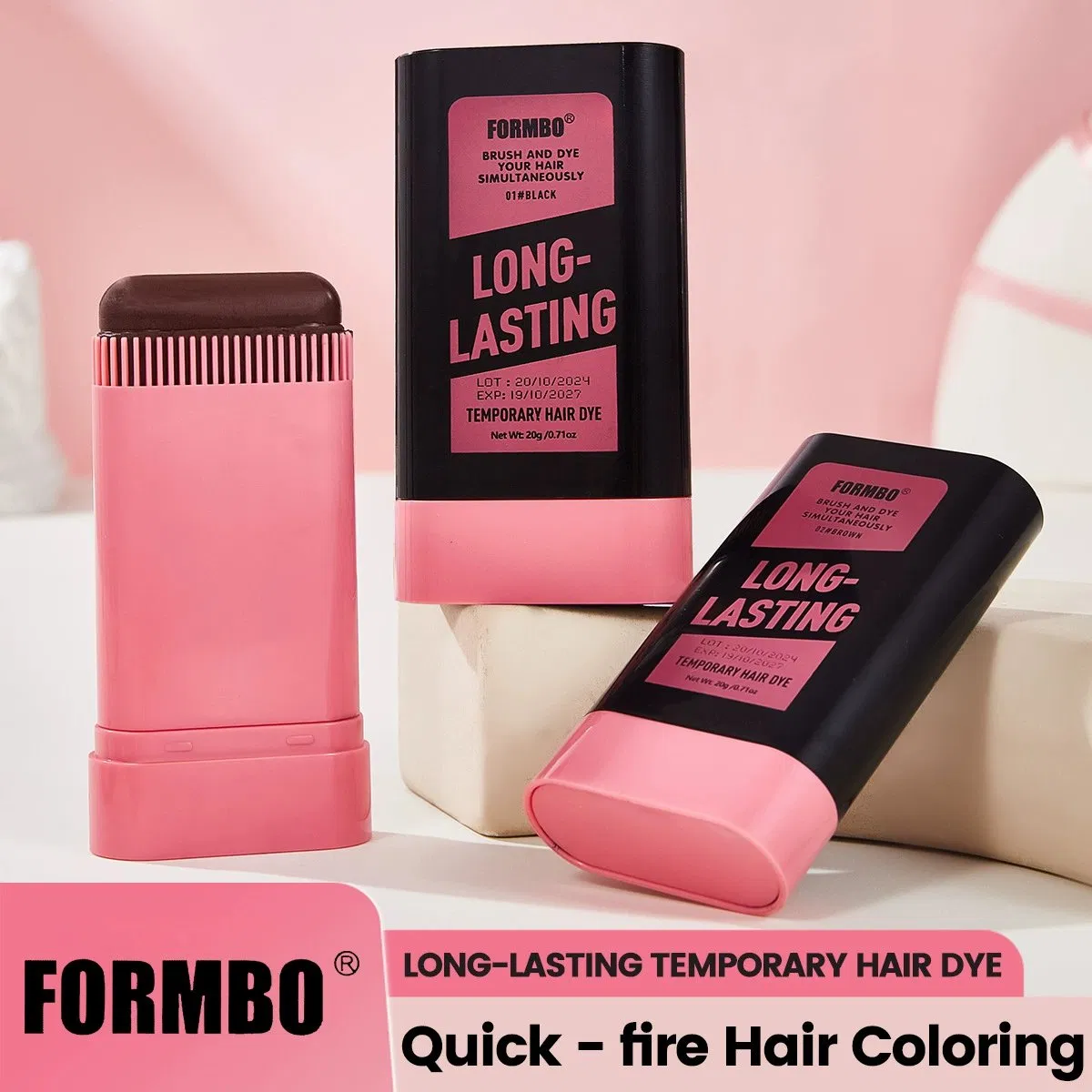 Disposable Hair Dye Concealer Stick Covers Grey White Hair Correct Over-Bleached Wig Knots Black