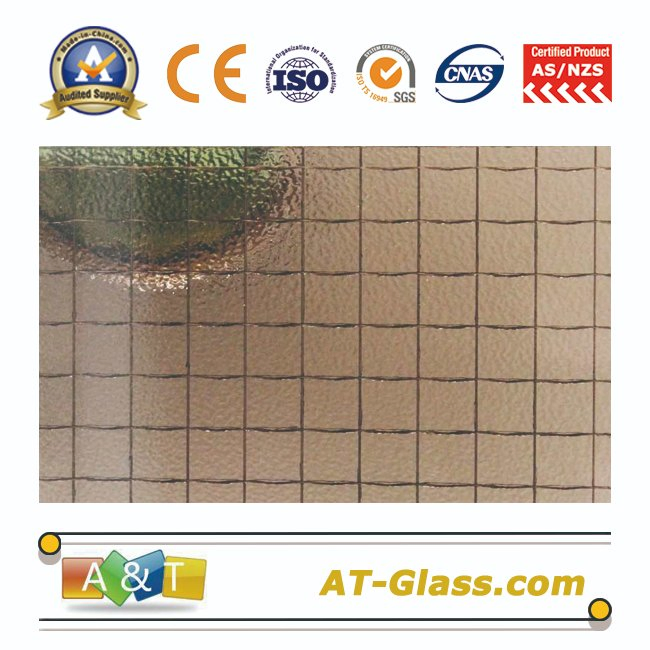 5mm Clear Diamond Wired Patterned Glass for Building Decoration