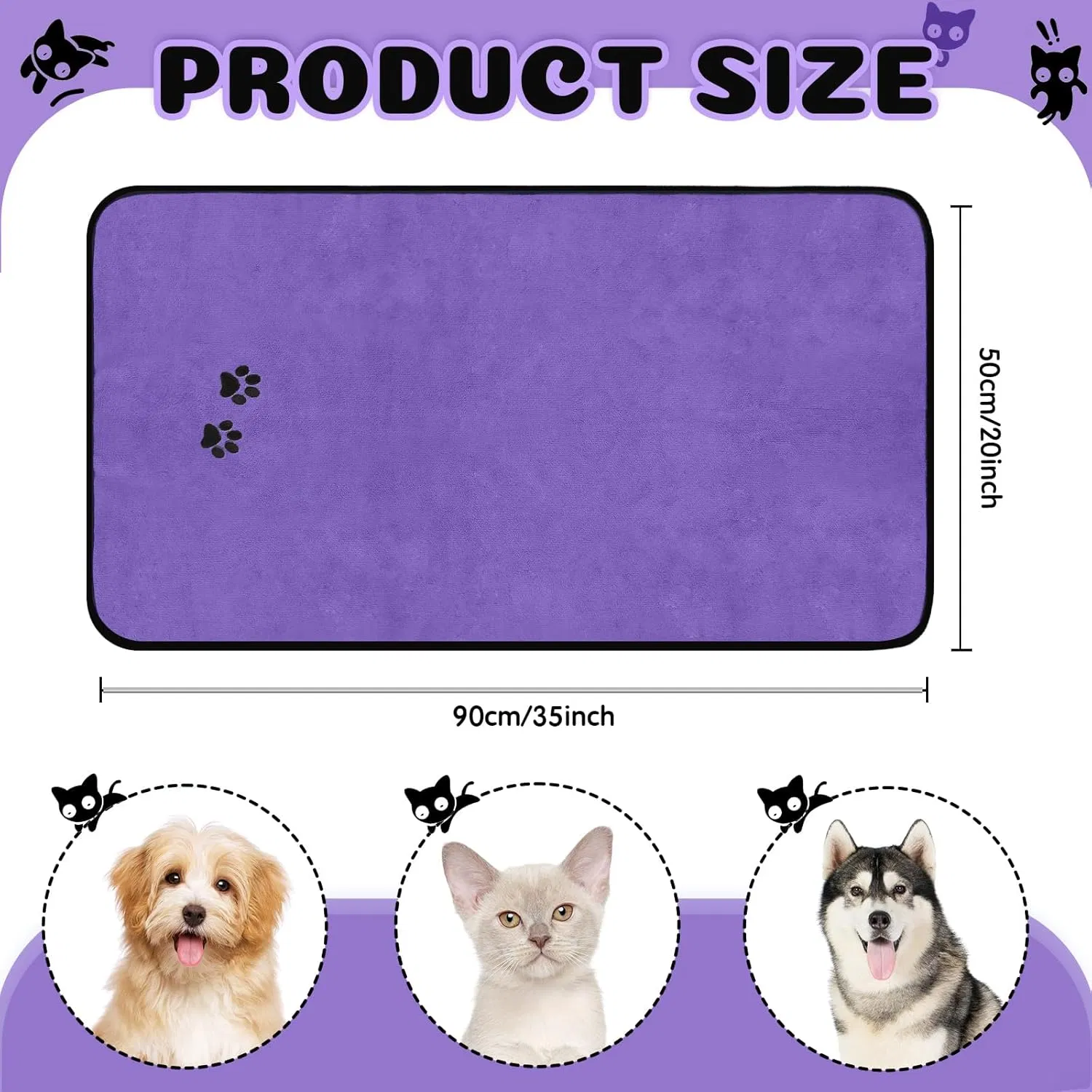 Free Sample 100% Pure Microfiber Dog Towel Cozy Washable Quick Dry Absorbent Custom Pet Bath Towel