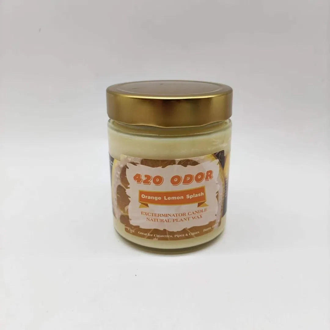 New Arrived Smoke 420 Odor Exterminator Glass Candle Jar 13 Oz Jar Candle Wax 14 Flavors