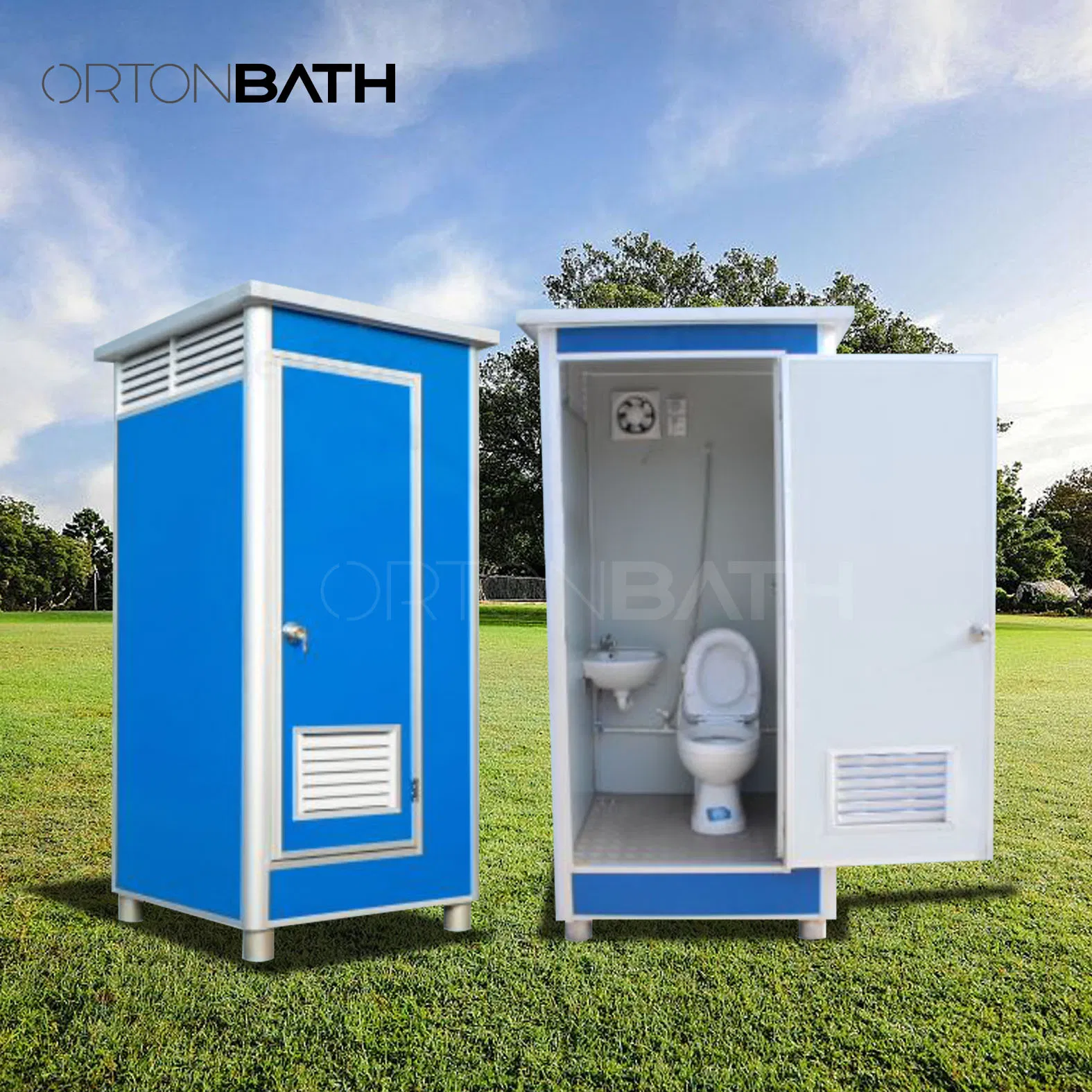 Ortonbath Easy Assemble Portable Outdoor Steel Mobile Toilet Cabin Public Bathroom for House Use with Sandwich Panel Material