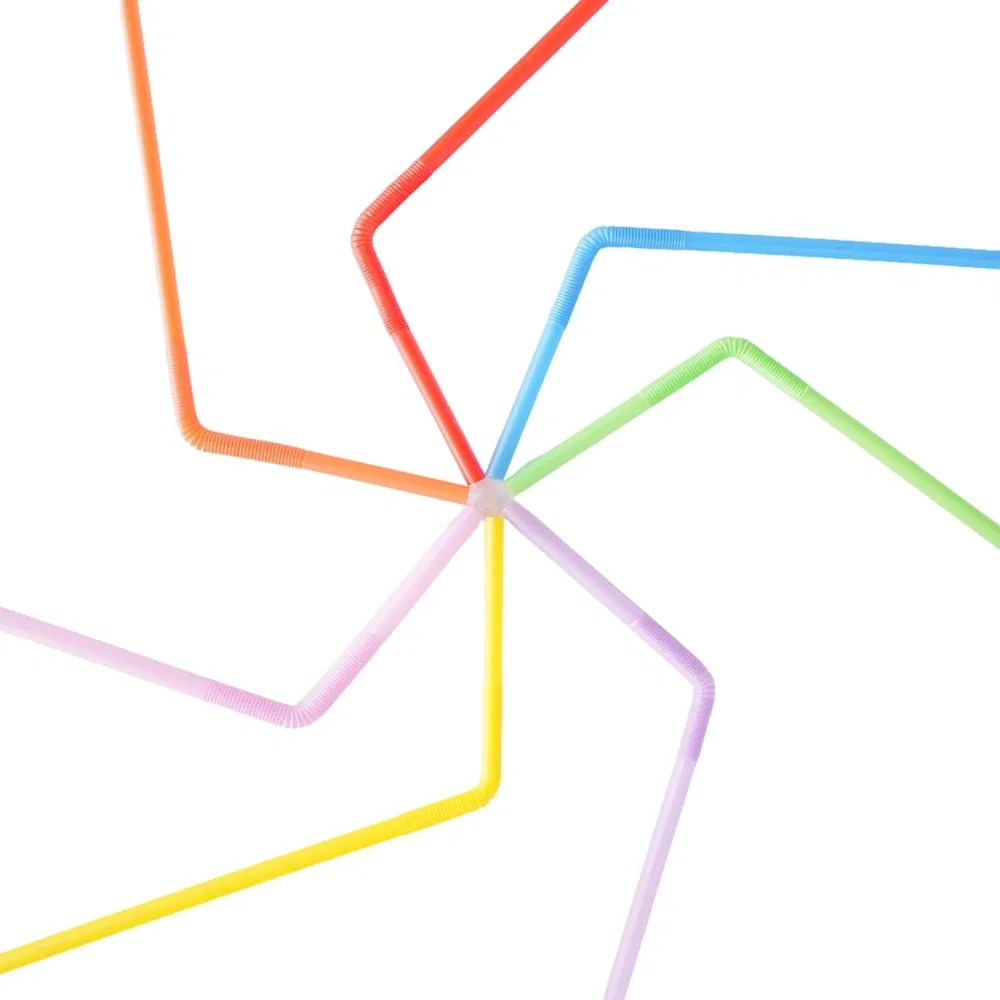 Healthy and Safe OEM ODM Custom Colored Plastic Flexible Artistic Drinking Straws