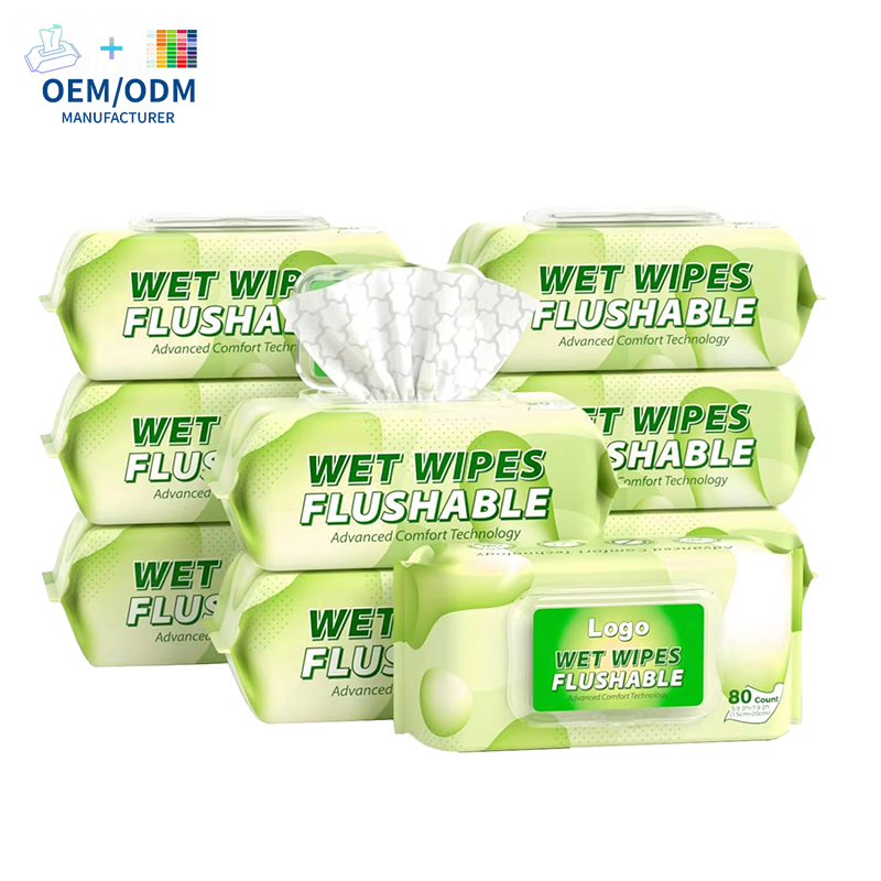 Flushable Toilet Wet Wipes Disposable Biodegradable Wholesale Custom Logo Factory Price Toilet Wipes Organic Unscented Pure Water Flushable Wet Wipes for Adults