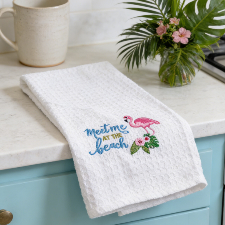 Wholesale Custom Embroidered Logo Kitchen Tea Towels Souvenir Gift Cotton Absorbent Customised Personalised Tea Towels