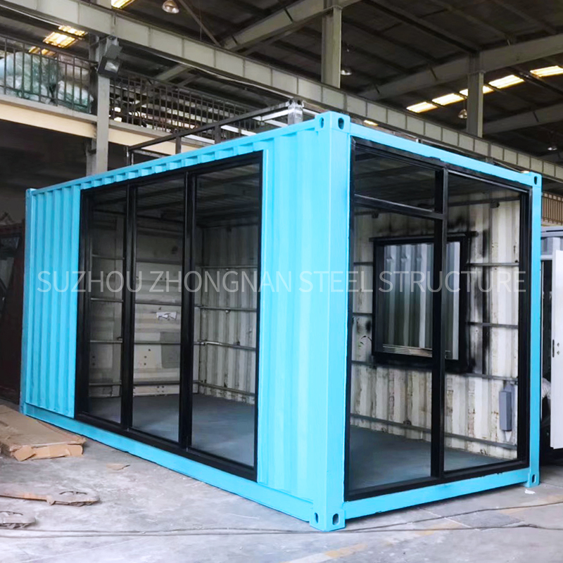 Steel Frame Prefab Boxabl House Container Store Restaurant with Glass Wall