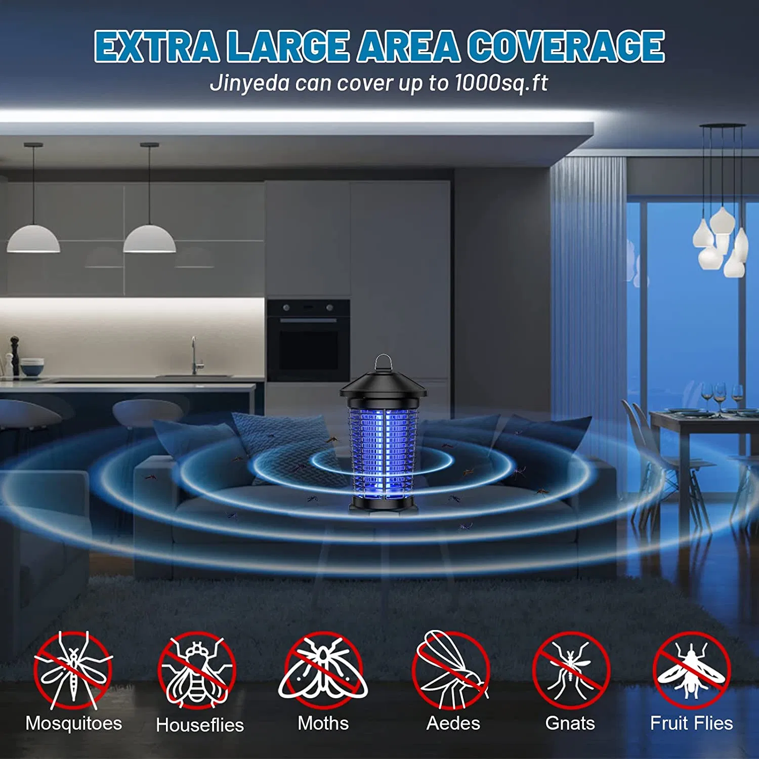 Powerful 20W Electric Bug Zapper for 1 Acre Coverage