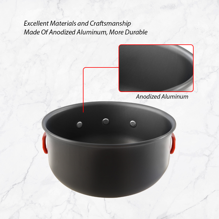 Camping Cookware Mess Kit Hiking Cooking Bowl Non Stick Pot Pans Cookware Sets