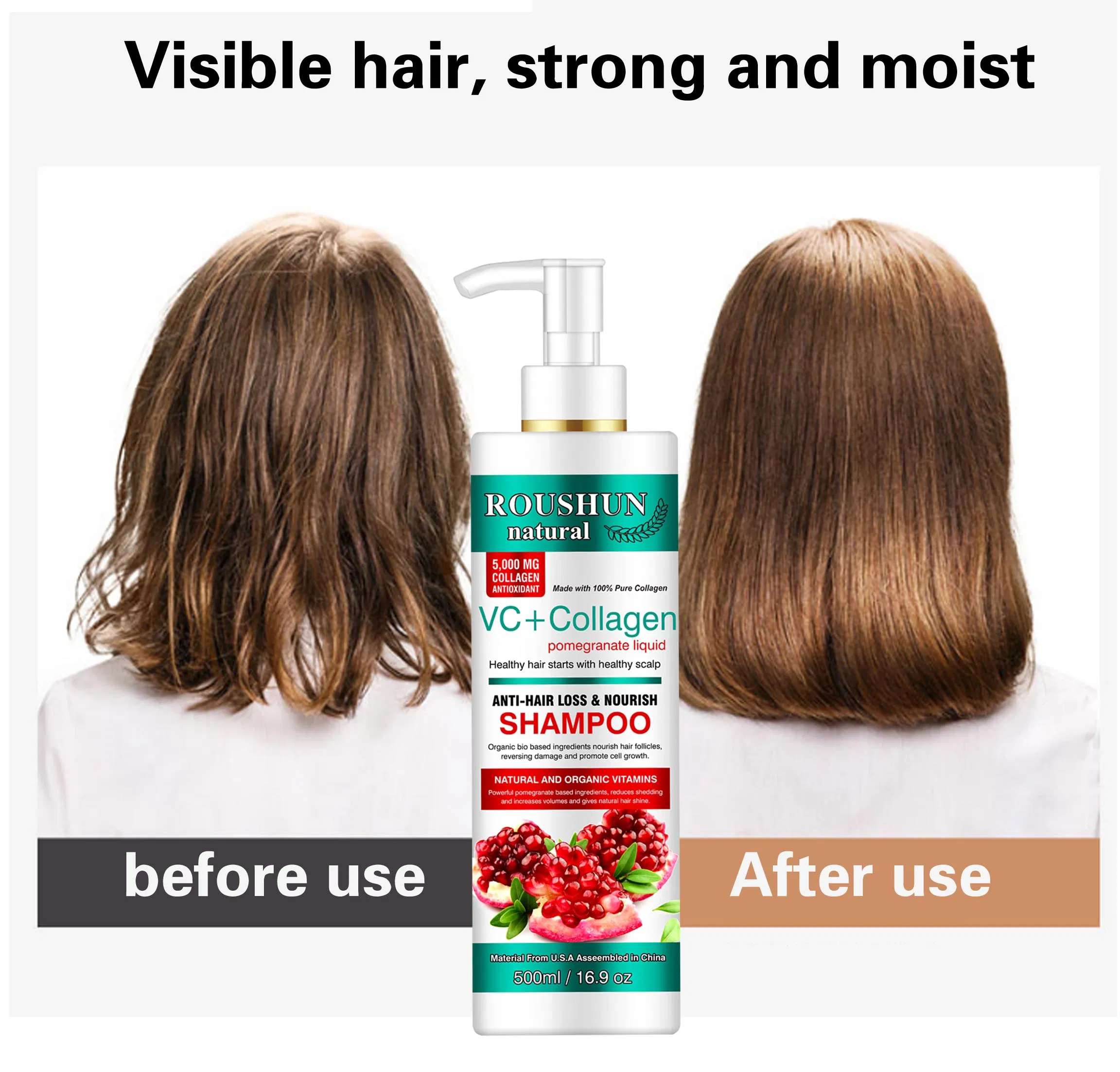 Roushun Anti-Hair Loss and Nourish Hair Shampoo with Vitamin C & Collagen