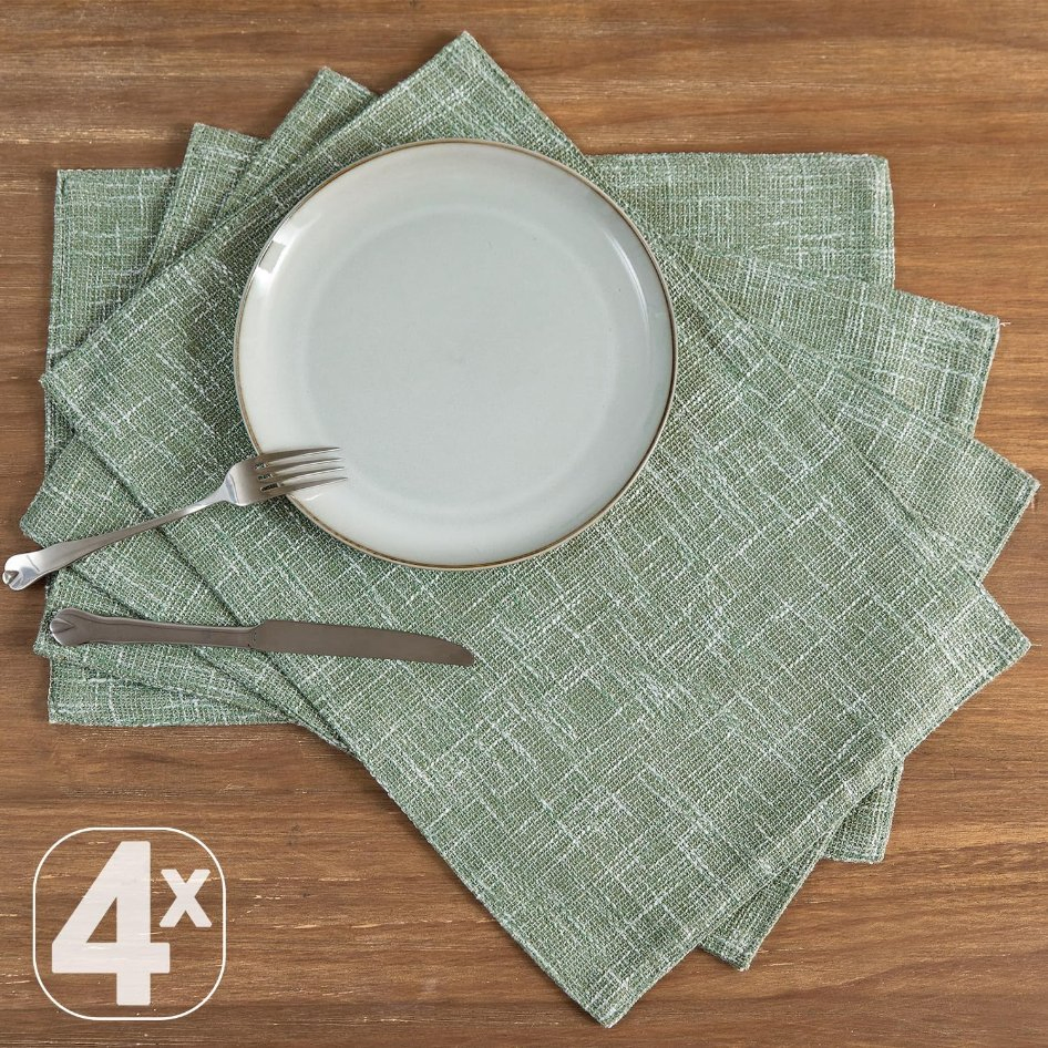 Burlap Textured Sturdy Fabric Double Layer Heat Resistant Placemats Set