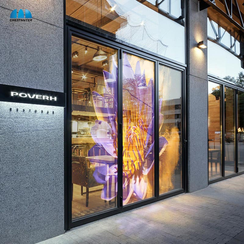 High Definition Indoor/Outdoor Fixed Creative Wall Advertising Holographic LED Screen Flexible Glass Adhesive Transparent LED Film Screen