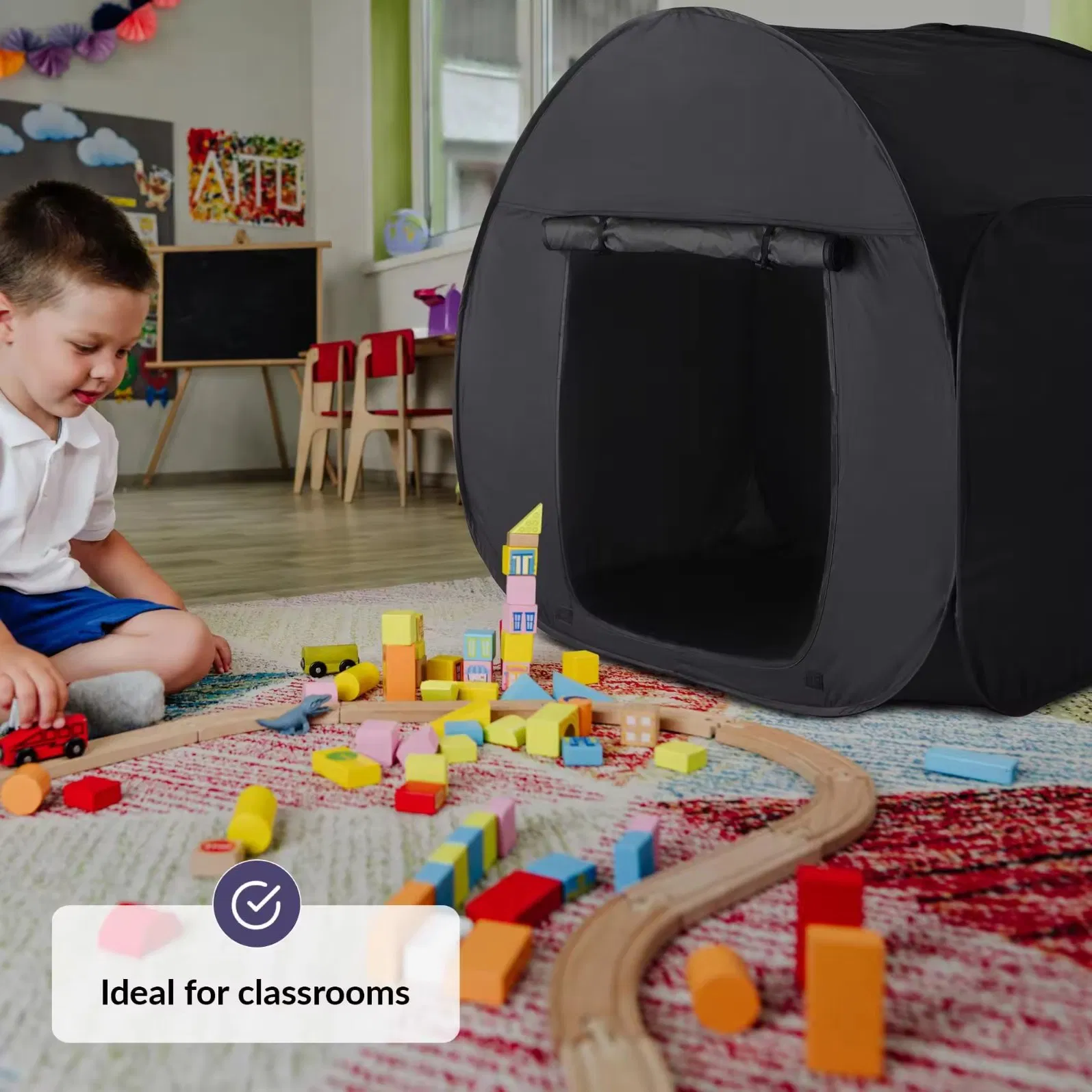 Therapy Toy Children Quiet Corner Play Pop up Sensory Blackout Tent Foldable Hide Healing Sensory Tent for Kids with Autism