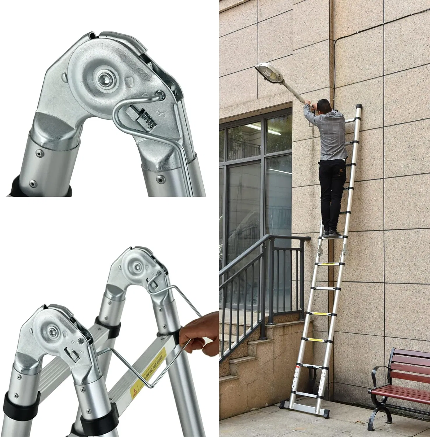Factory Supply High Stability Lightweight Aluminum Telescopic Ladder for Versatile Applications with En131 Certified