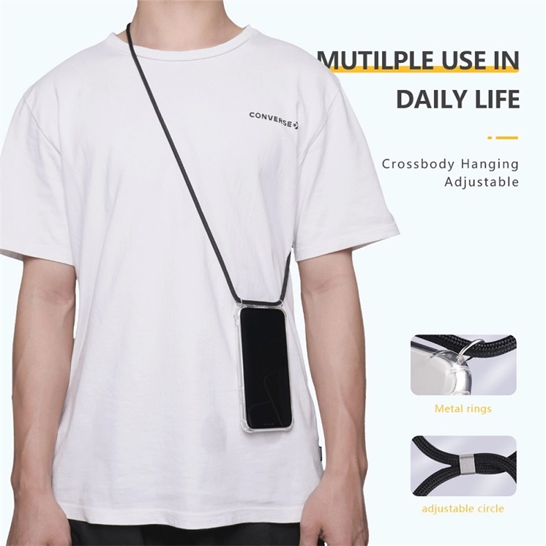 Custom Necklace Clear Card Holder Case Phone Back Cover for iPhone