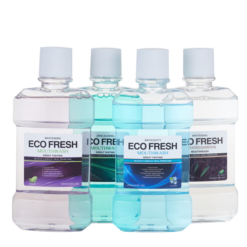 Custom Logo Wholesale 250ml 500ml Teeth Whitening Herbal Fresh Mint Portable Mouthwash for Bad Breath Reduce Plaque