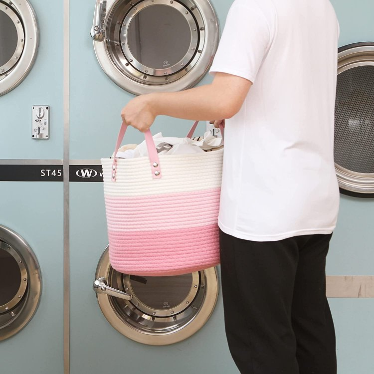 Storage Cotton Rope Basket Woven Laundry Basket