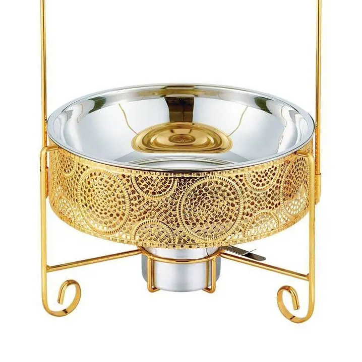 Arabic Stainless Steel Chafer for Catering Hotel Food Warmer Set Stainless Steel 4.0L Royal Gold Chafing Dish with Hanging Lid