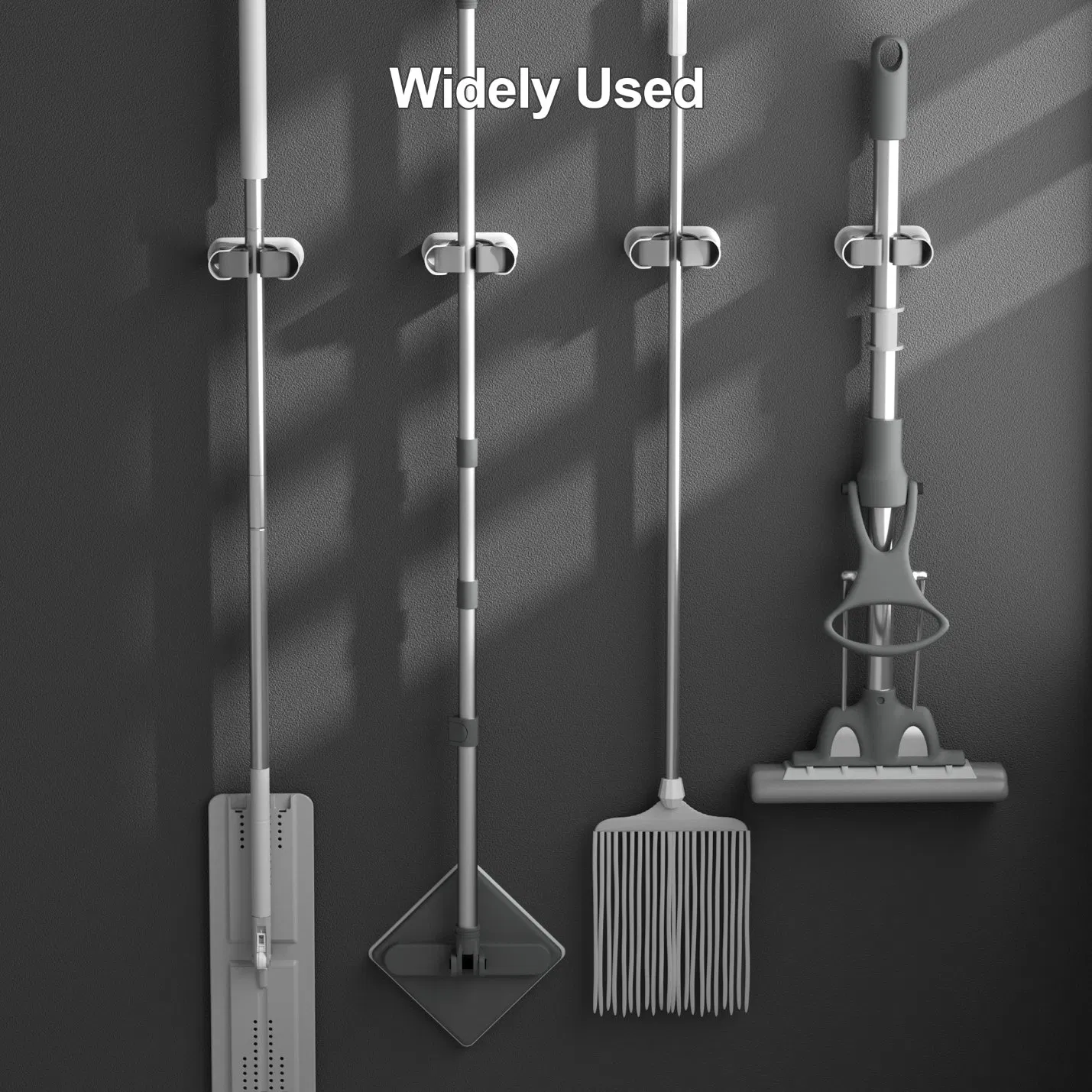 Mop Broom Holder Wall Mounted, Wall Mounted Broom Clip Mop Grippers