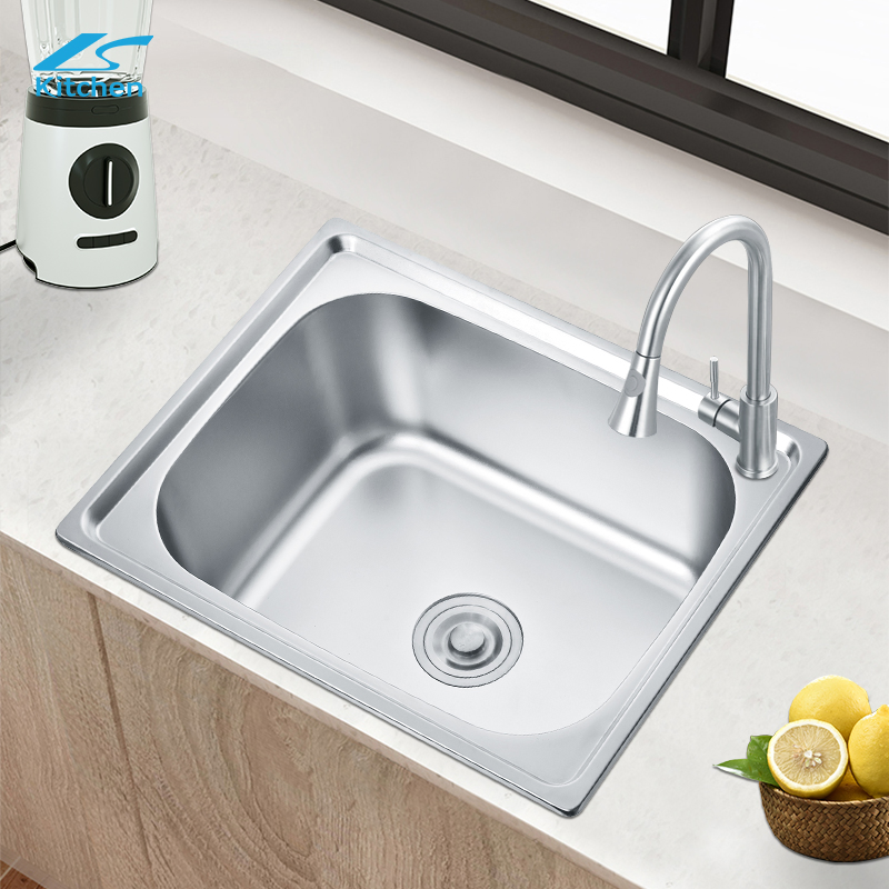 High Quality Single Bowl 201 Stainless Steel Kitchen Sink with Drain Board