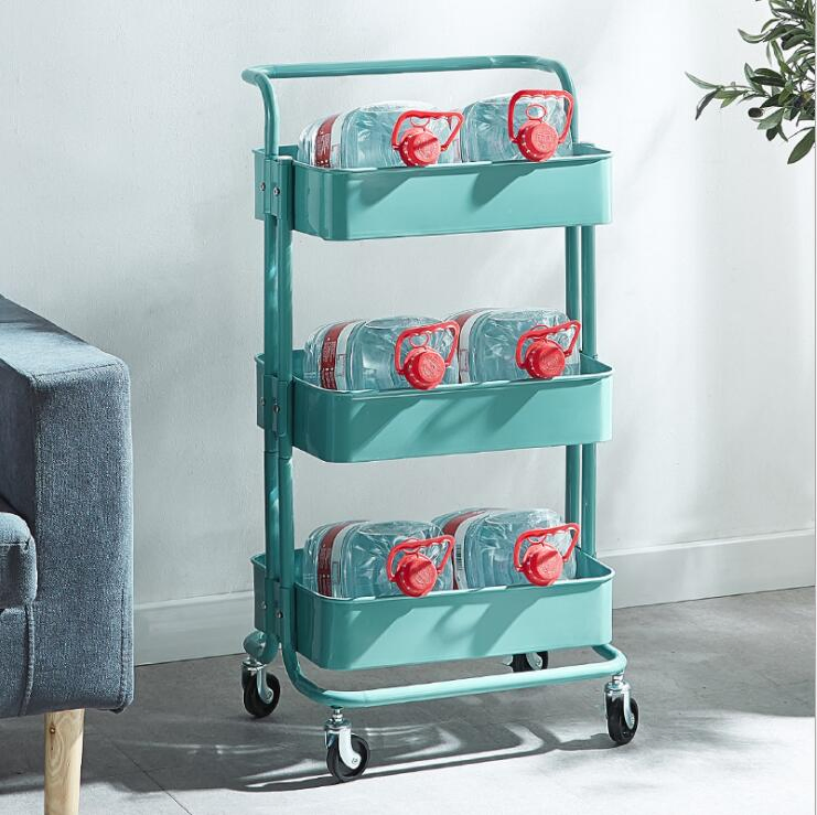 3 Tier Kitchen Storage Trolley Multipurpose Moveable Rolling Cart Bathroom Rack Shelf