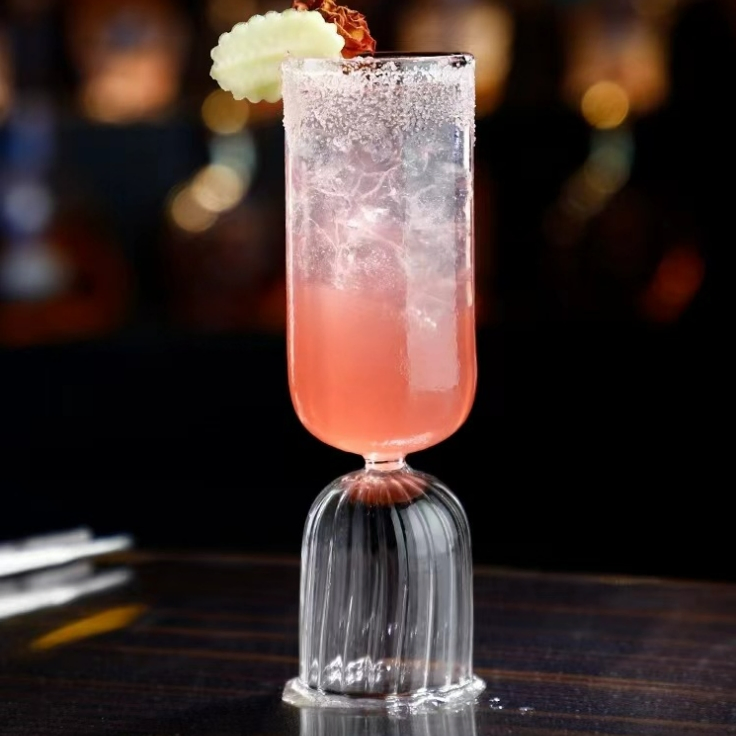 Custom Made Decorative Coloured Wine Glasses Tube Shaped Glass Champagne