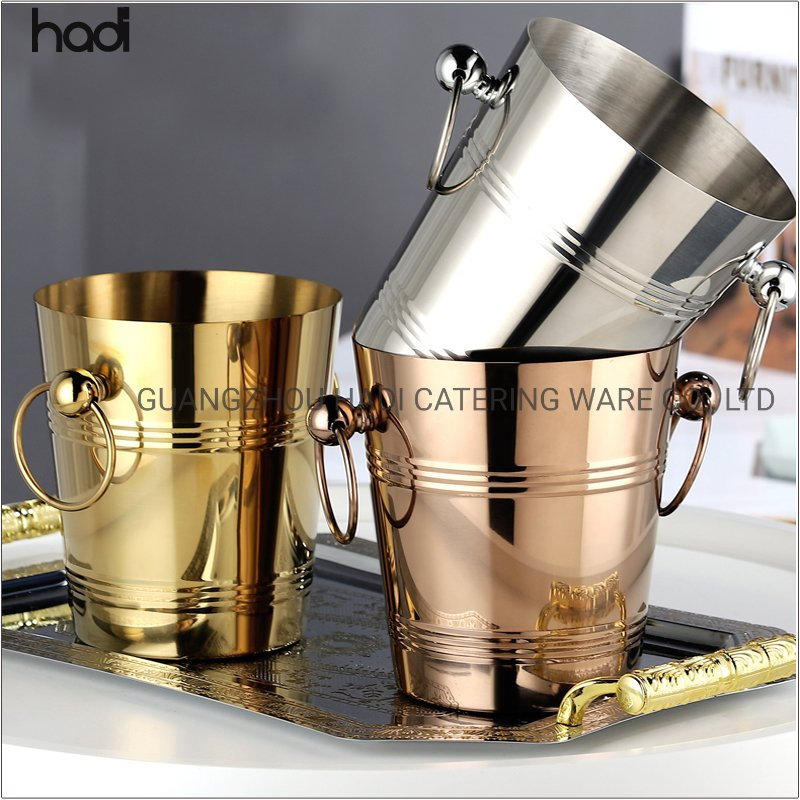 Hadi Factory Wholesale Copper Gold Silver Stainless Steel Wine Ice Bucket High Wuality Bar Ware Ice Buckets