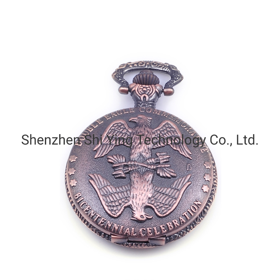 Custom Logo 50mm Analog Quartz Yellow Gold Pocket Watch with Chain