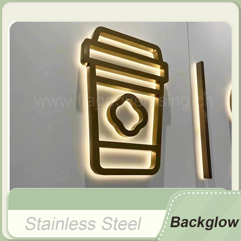 Stainless Steel Fabricated Back Halo Illuminated 3D Letters Custom LED Signage