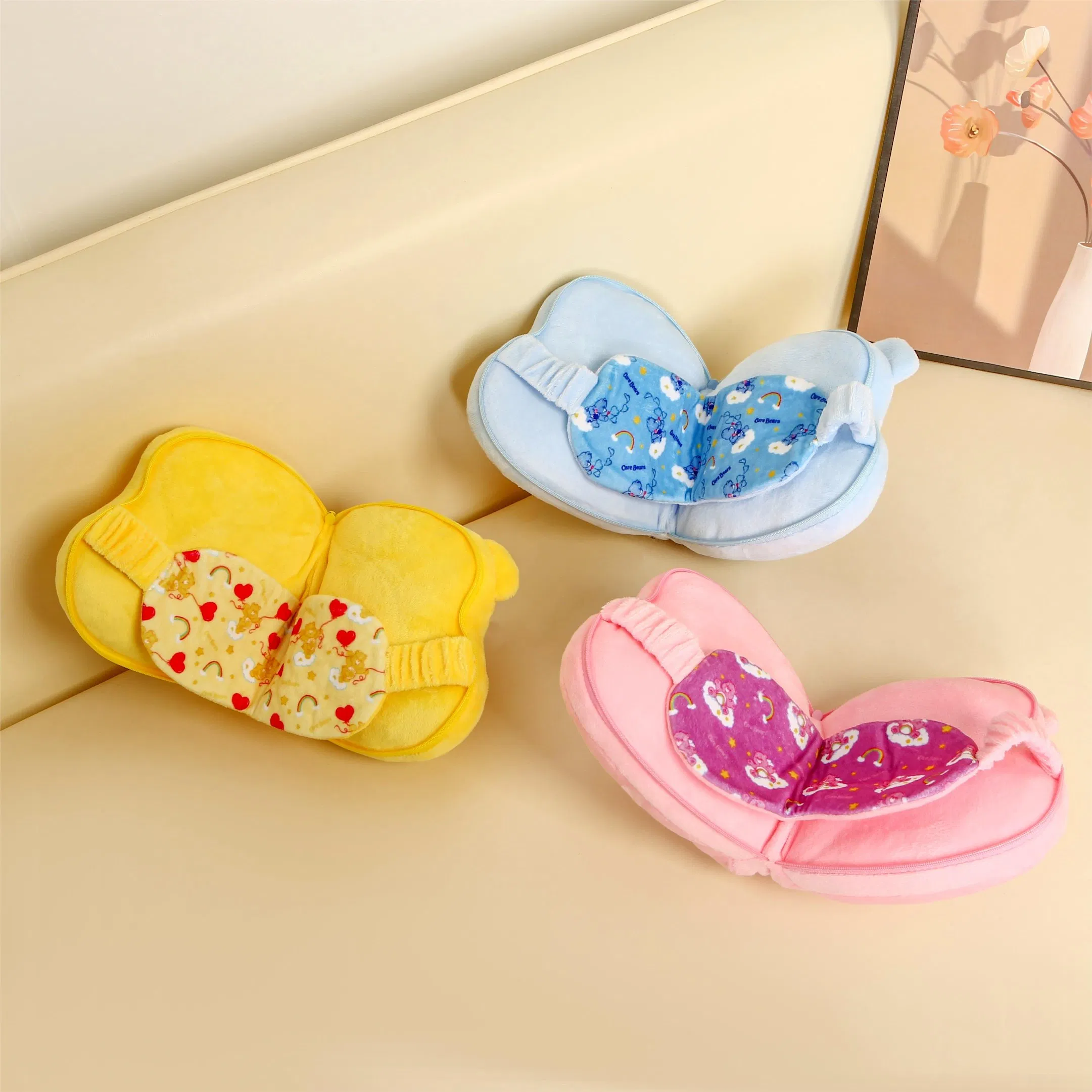 OEM Factory 2 in 1 U-Shaped Travel Plush Neck Pillow Eye Mask Set