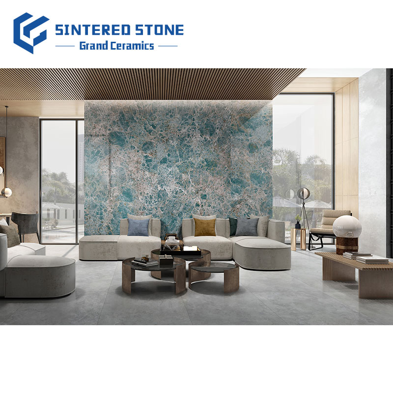 Custom Kitchen Sintered Stone 9mm Glossy for Amazon Green Large Size Bedroom Landscape Living Room Hall Outdoor Dining